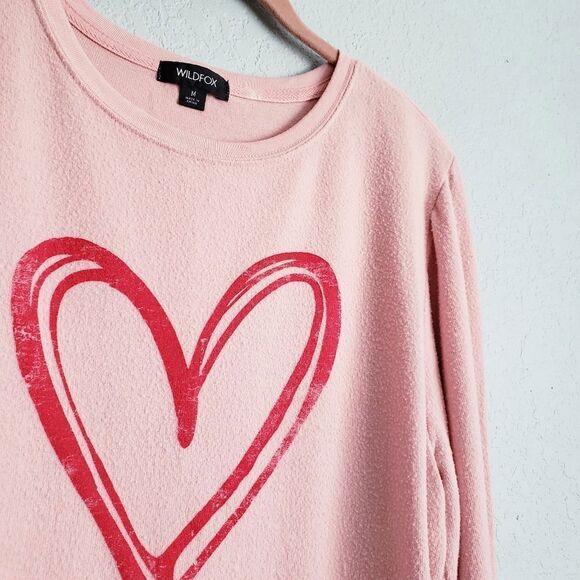 Wildfox Pink and Red‎ Sketchy Heart Sweatshirt - Picture 3 of 6